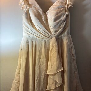Cream Sleeveless Asymmetrical Ruched Dress